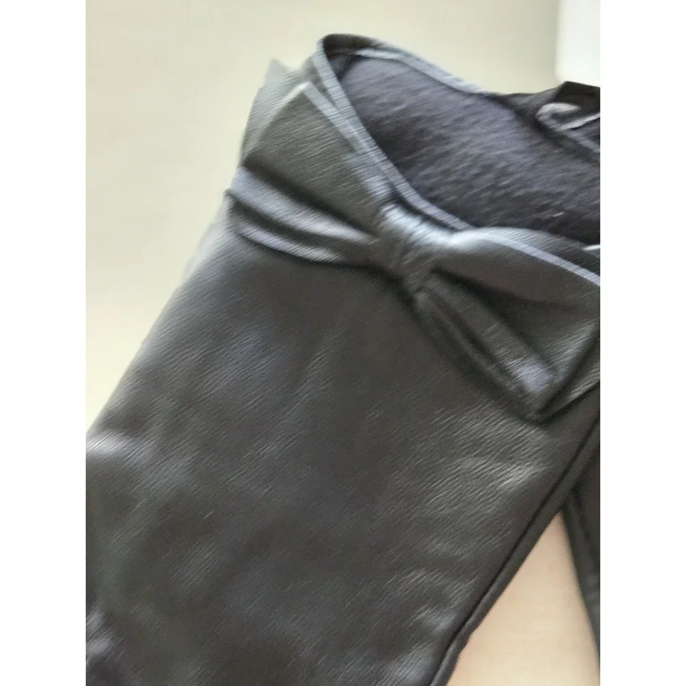 NWT Black Leather Gloves Lined Size M Women's Bow Gift Soft White House Market